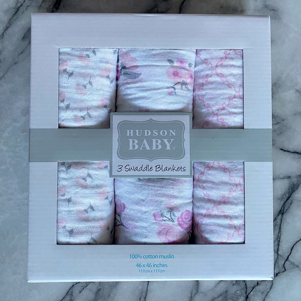 Hudson Baby Muslin Swaddle Blankets - 3 Pack